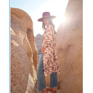 The Bright‎ Side by Rocky Barnes Blazer Dress Womens Small Ivory Midi Paisley